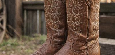 Beautifully restored cowboy boots after repair