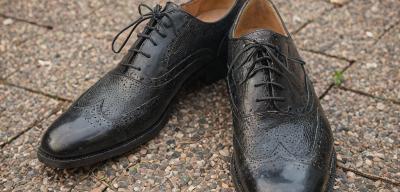 Elegant dress shoes after professional restoration