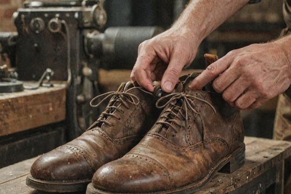 Professional finishing and conditioning of restored footwear